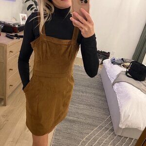 Abecrombie Suede Mini Dress in Brown size XS with pockets